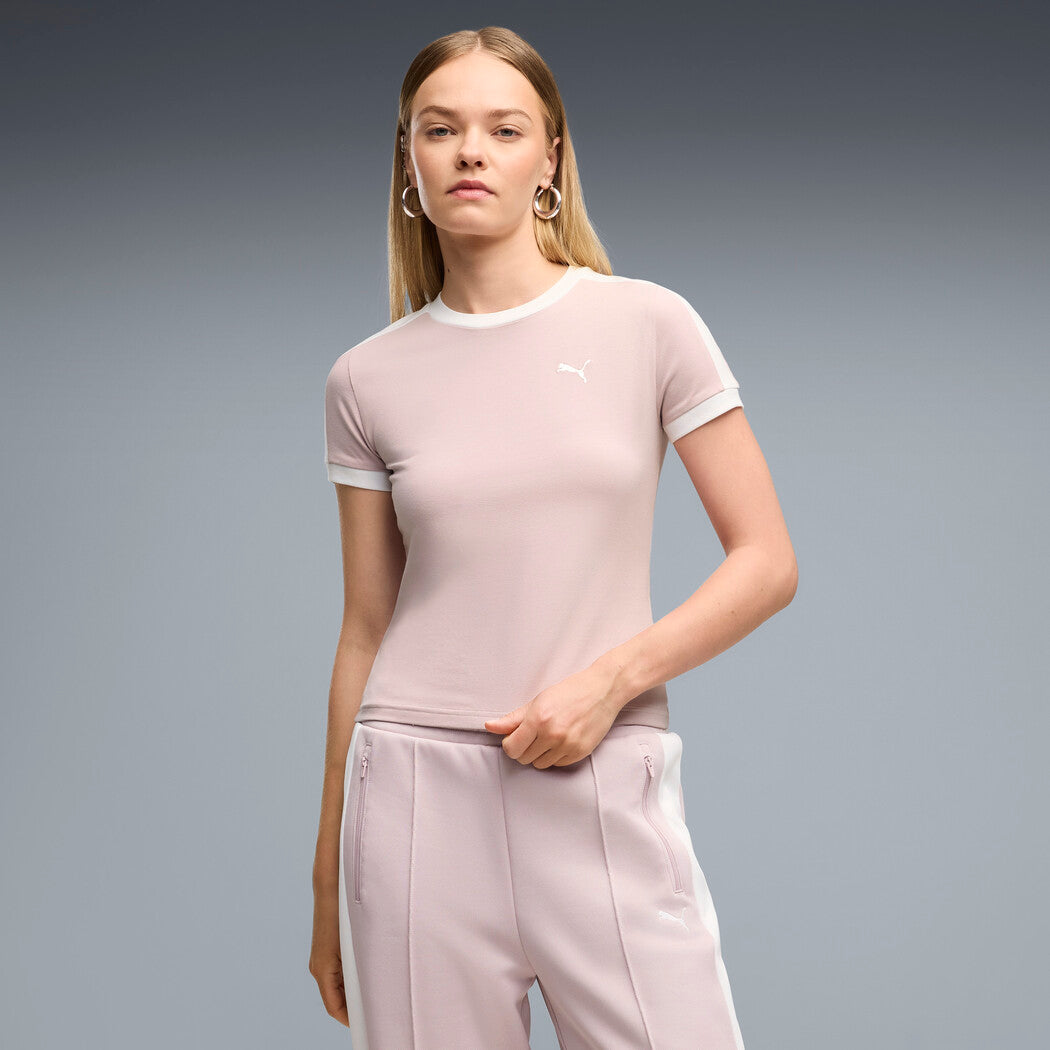 PUMA T7 SLIM TEE W BABY PINK