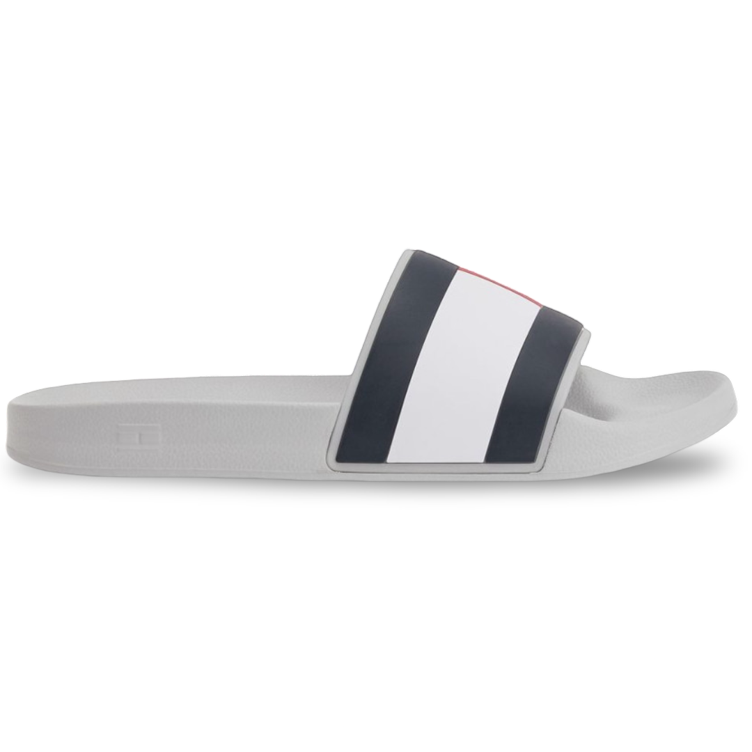 Chancletas Tommy Hilfiger Hombre Flag Pool Slide – Gris Claro