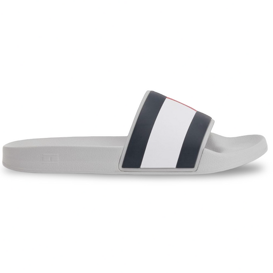 Chancletas Tommy Hilfiger Hombre Flag Pool Slide – Gris Claro