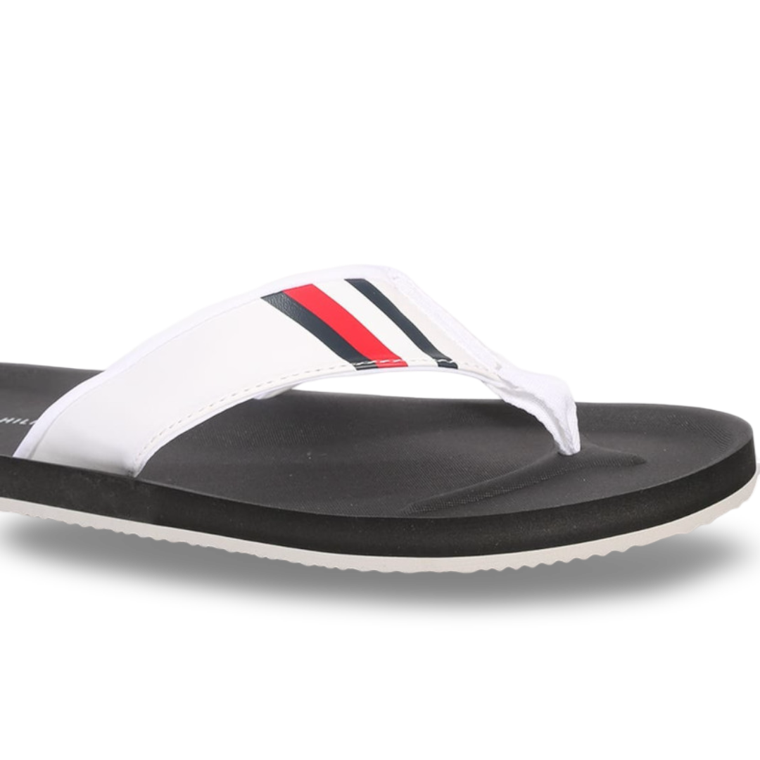 Chancletas Tommy Hilfiger Hombre Blanco Negro con Correa Acolchada