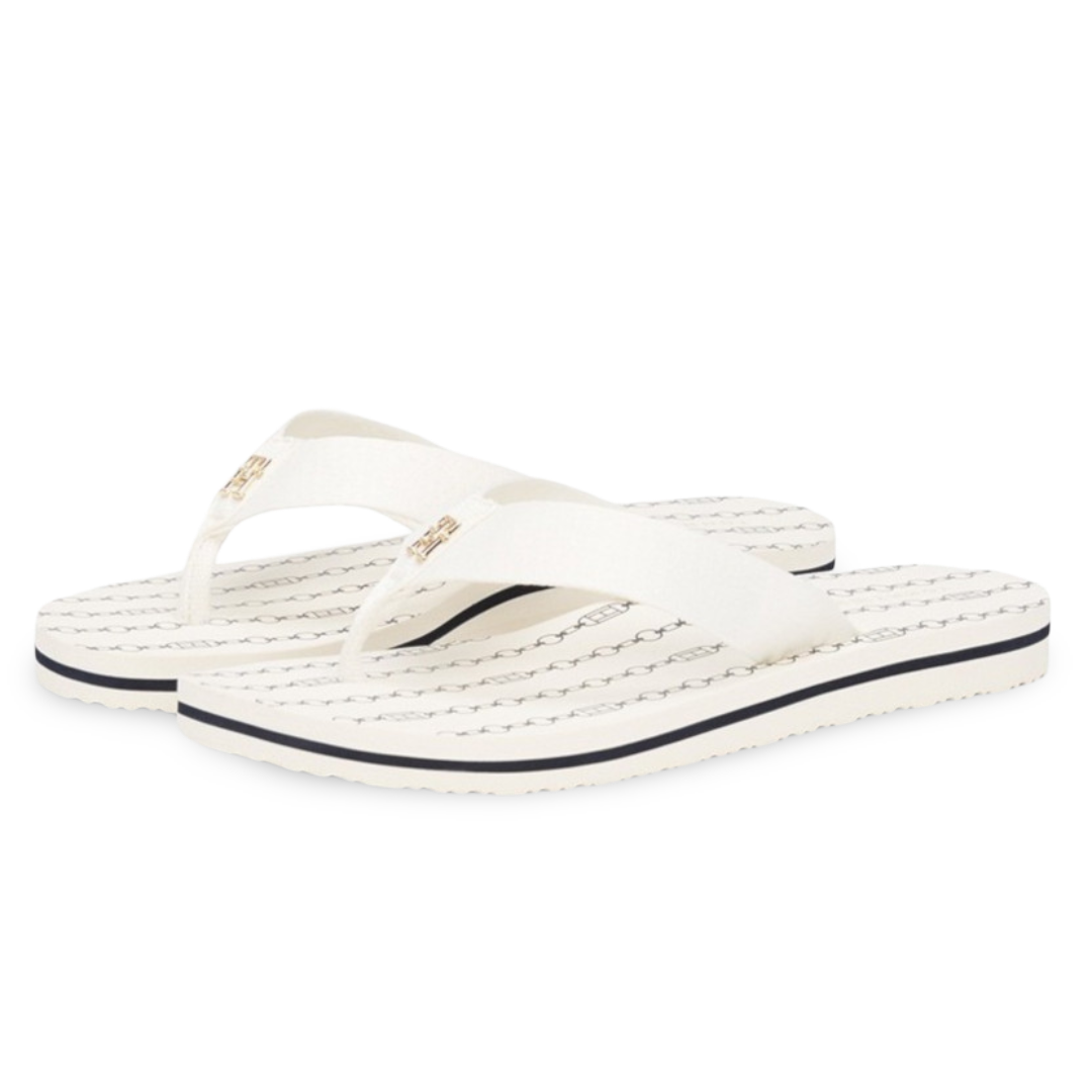 Sandalias Tommy Hilfiger Mujer Chainprint Mid Ivory