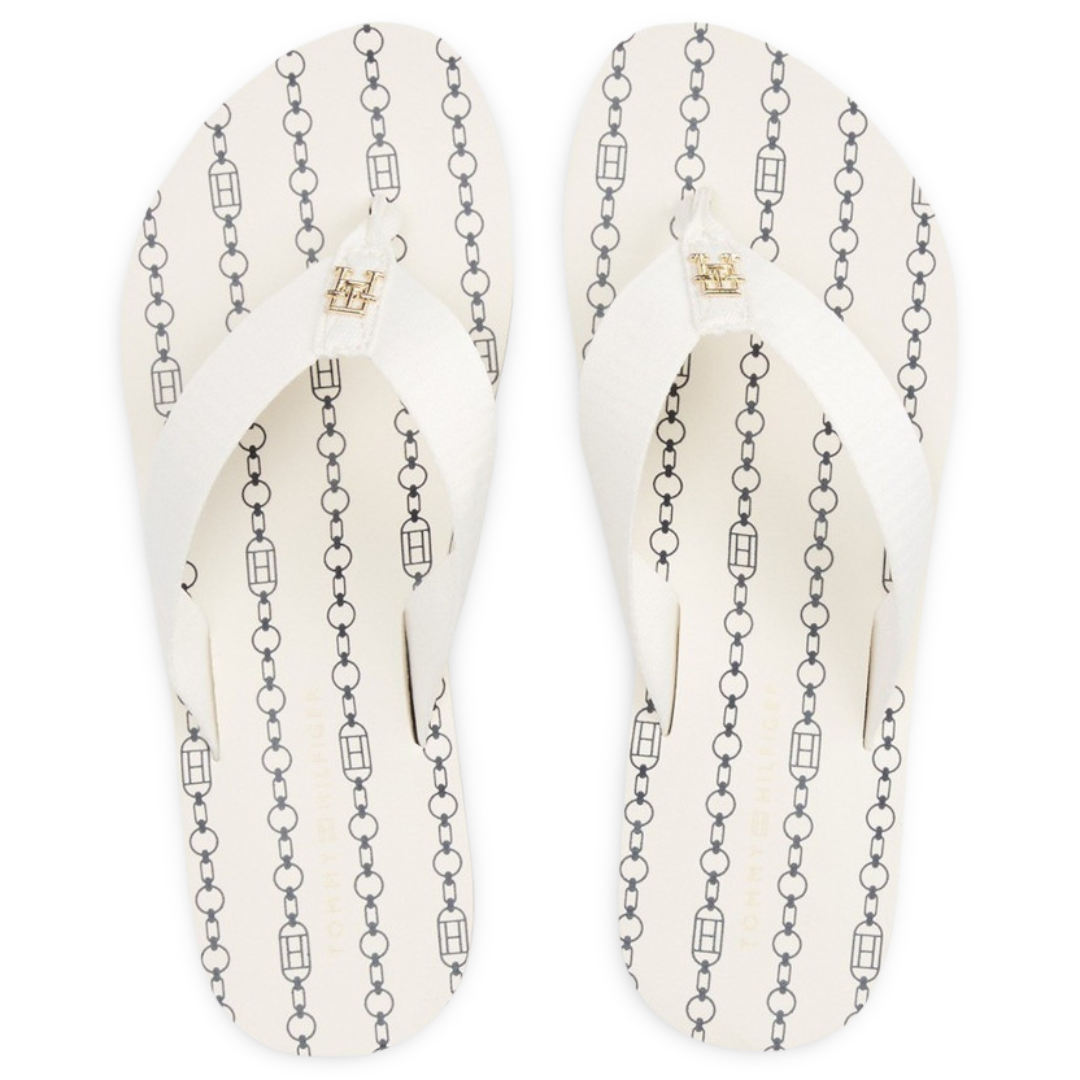 Sandalias Tommy Hilfiger Mujer Chainprint Mid Ivory
