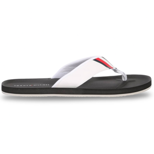 Chancletas Tommy Hilfiger Hombre Blanco Negro con Correa Acolchada
