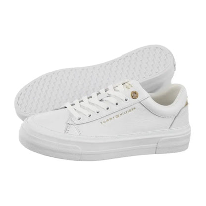 TOMMY HILFIGER METALIC LOGO PLATFORM TRAINERS LEATHER