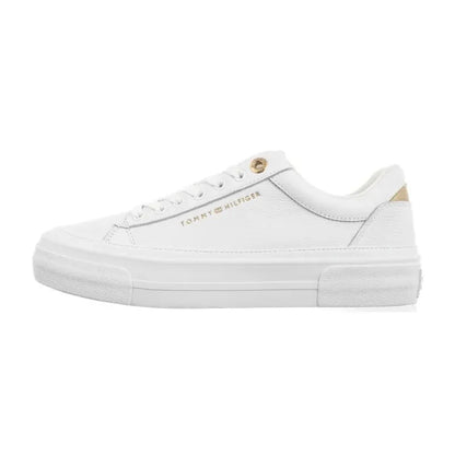 TOMMY HILFIGER METALIC LOGO PLATFORM TRAINERS LEATHER